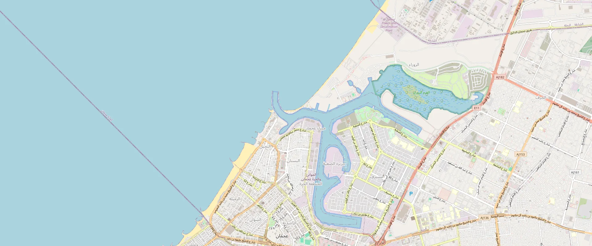 Map: Ajman Free Zone (OpenStreetMap)
